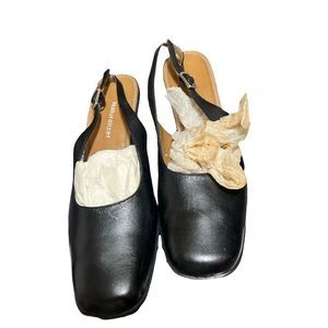 Naturalizer lash black leather sling back 2" heel shoes Size 7.5